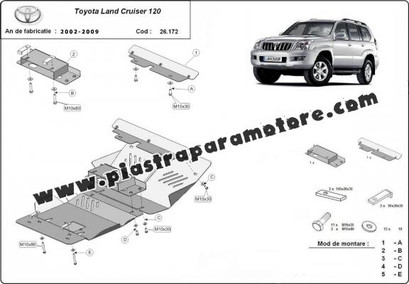 Piastra paramotore di acciaio Toyota Land Cruiser J120