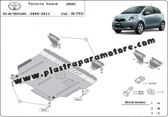 Piastra paramotore di acciaio Toyota Yaris - diesel
