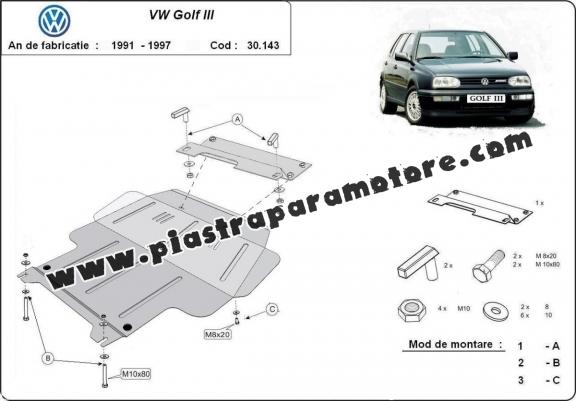 Piastra paramotore di acciaio VW Golf 3