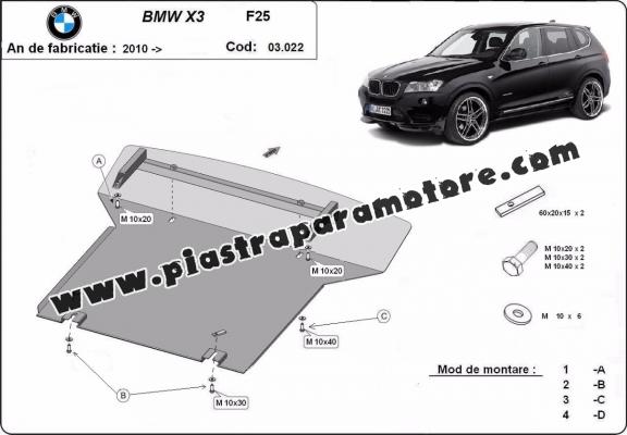 Piastra paramotore di acciaio BMW X3 - F25