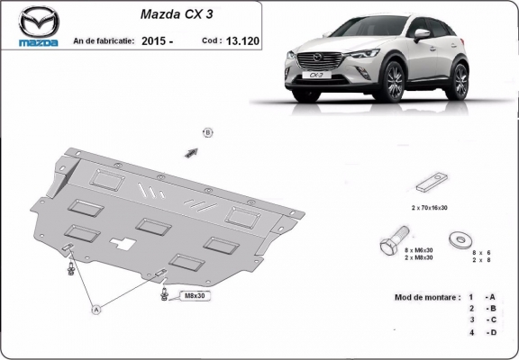 Piastra paramotore di acciaio Mazda CX3