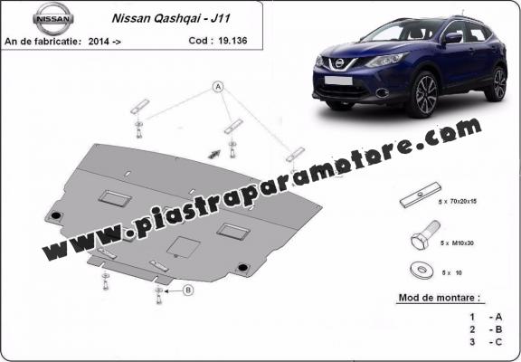 Piastra paramotore di acciaio Nissan Qashqai J11