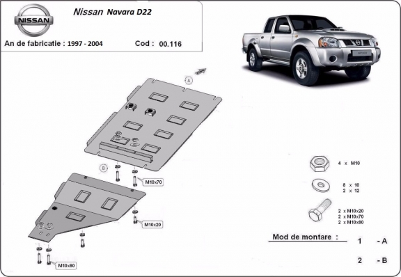 Protezione di acciaio per il cambio Nissan Navara D22