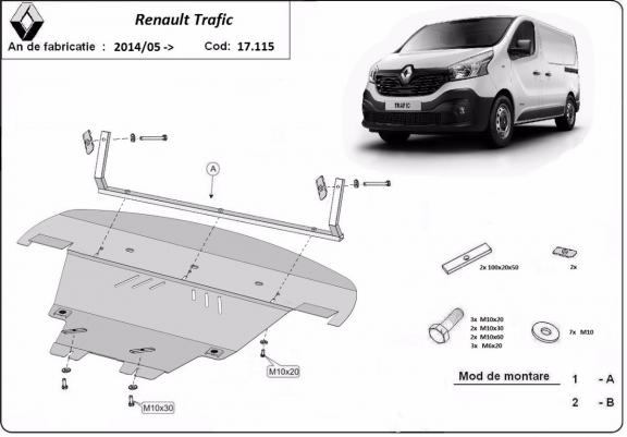 Piastra paramotore di acciaio Renault Trafic 3 