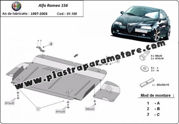 Piastra paramotore di acciaio Alfa Romeo 156