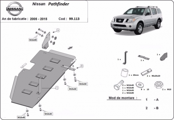 Protezione di acciaio per il serbatoio Nissan Pathfinder R51
