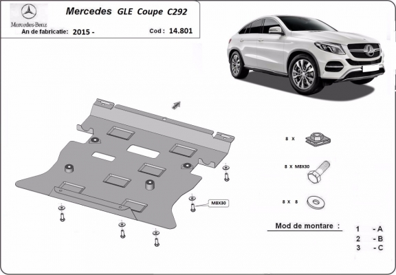 Piastra paramotore di acciaio Mercedes GLE Coupe C292