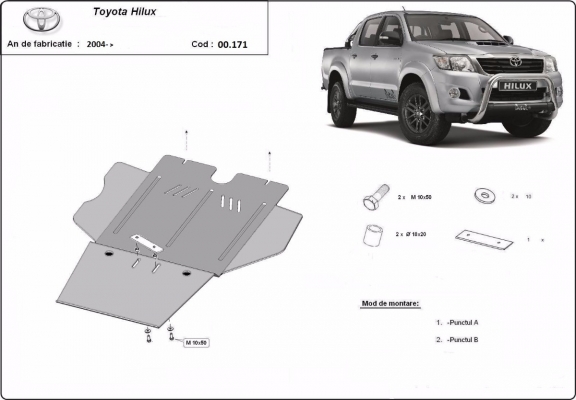 Protezione di acciaio per il cambio e filtro antiparticolato Toyota Hilux