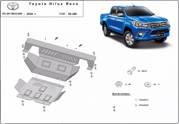 Piastra paramotore di acciaio Toyota Hilux Revo