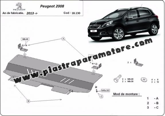 Piastra paramotore di acciaio Peugeot 2008