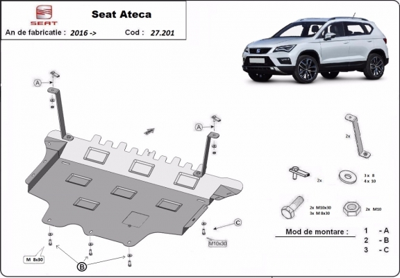 Piastra paramotore di acciaio Seat Ateca