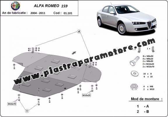 Piastra paramotore di acciaio Alfa Romeo 159