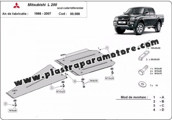 Protezione di acciaio per la differenziale e il cambio  Mitsubishi L 200