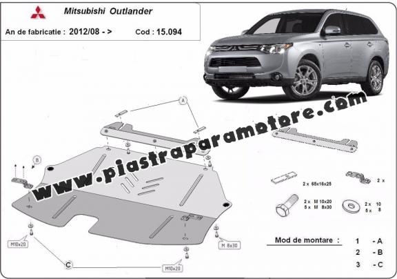 Piastra paramotore di acciaio Mitsubishi Outlander