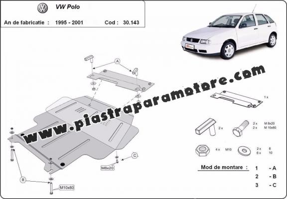 Piastra paramotore di acciaio Volkswagen Polo - 6N, 6N1, 6K, Classic, Variant