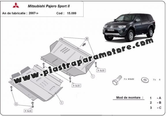 Piastra paramotore di acciaio Mitsubishi Pajero Sport 2