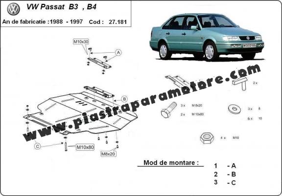Piastra paramotore di acciaio Volkswagen Passat - B3, B4 - Diesel