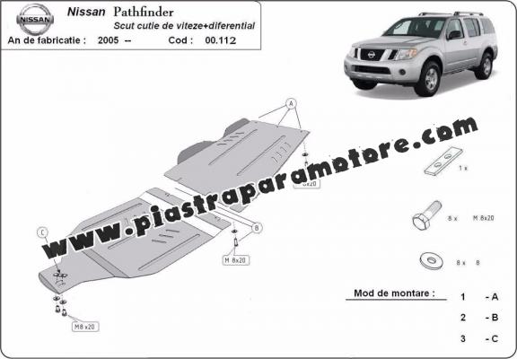 Protezione di acciaio per la differenziale e il cambio Nissan Pathfinder