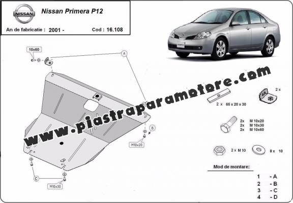 Piastra paramotore di acciaio Nissan Primera P12