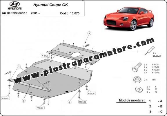 Piastra paramotore di acciaio Hyundai Coupé Gk