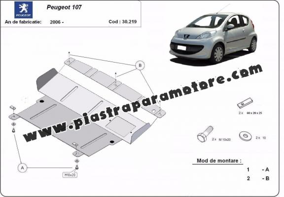 Piastra paramotore di acciaio Peugeot 107