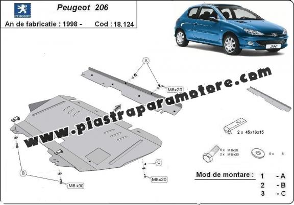 Piastra paramotore di acciaio Peugeot 206