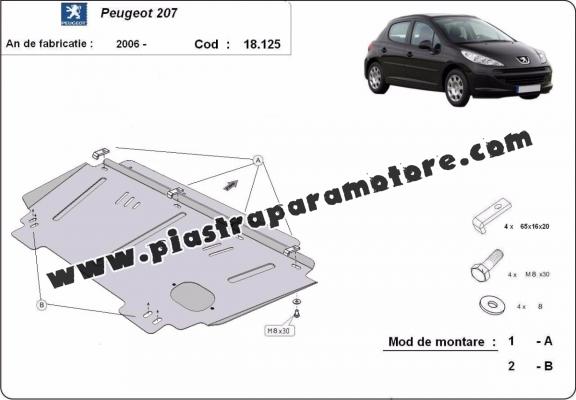 Piastra paramotore di acciaio Peugeot 207
