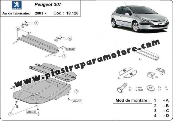 Piastra paramotore di acciaio Peugeot 307