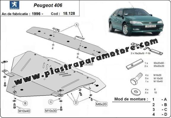 Piastra paramotore di acciaio Peugeot 406