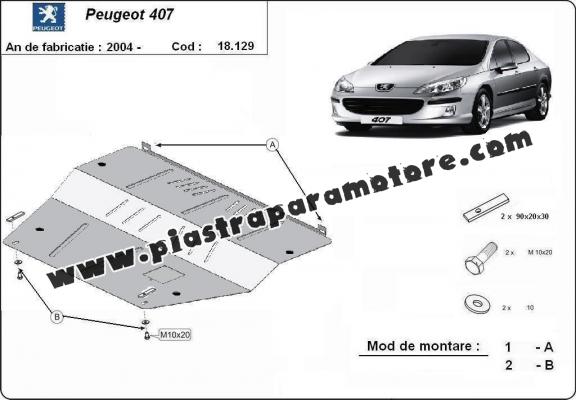 Piastra paramotore di acciaio Peugeot 407