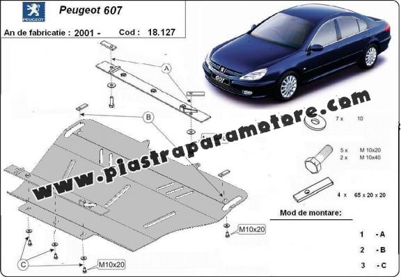 Piastra paramotore di acciaio Peugeot 607