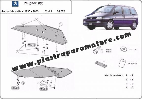 Piastra paramotore di acciaio Peugeot 806