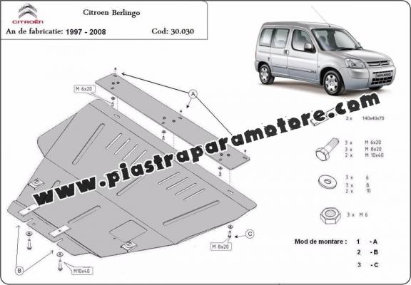 Piastra paramotore di acciaio Citroen Berlingo