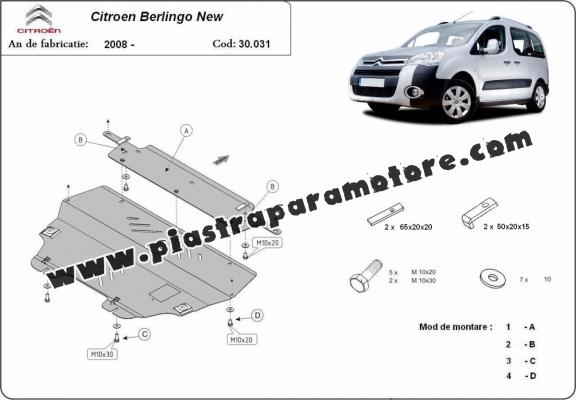 Piastra paramotore di acciaio Citroen Berlingo