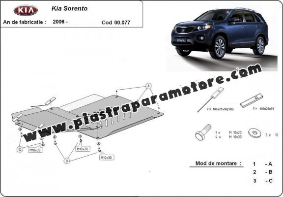 Protezione di acciaio per la differenziale e il cambio Kia Sorento