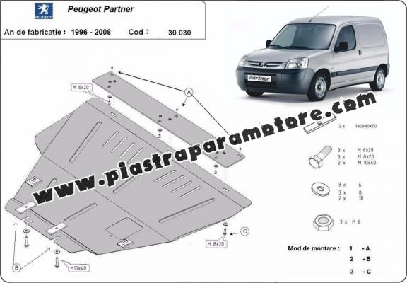 Piastra paramotore di acciaio Peugeot Partner