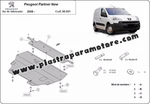 Piastra paramotore di acciaio Peugeot Partner