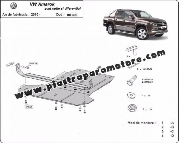 Protezione di acciaio per la differenziale e il cambio Volkswagen Amarok