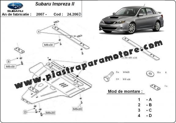 Piastra paramotore di acciaio Subaru Impreza diesel