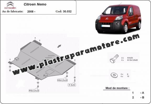 Piastra paramotore di acciaio Citroen Nemo