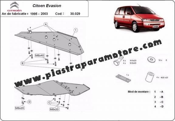 Piastra paramotore di acciaio Citroen Evasion