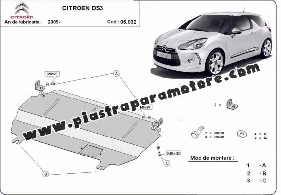 Piastra paramotore di acciaio Citroen DS3