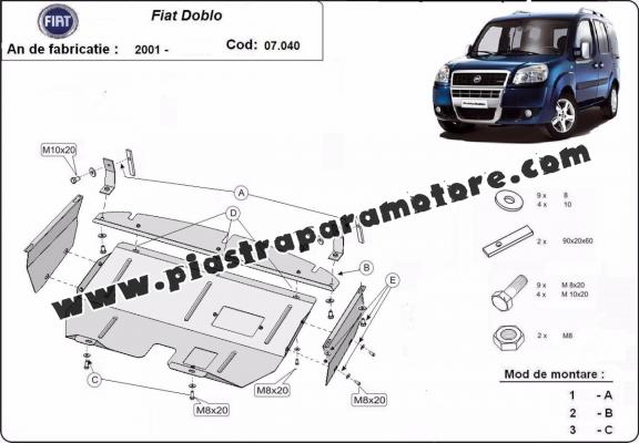 Piastra paramotore di acciaio Fiat Doblo
