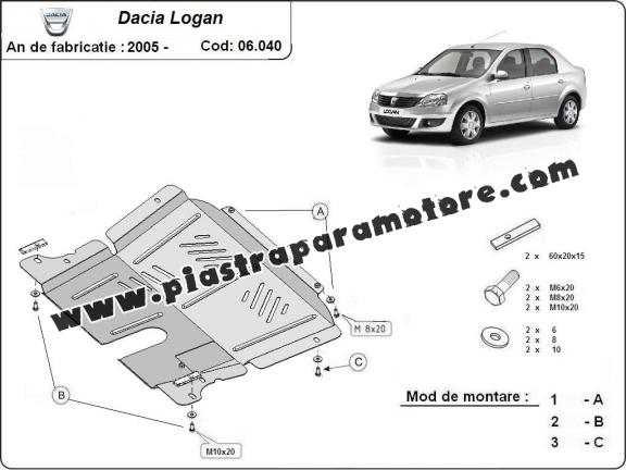 Piastra paramotore di acciaio Dacia Logan 1