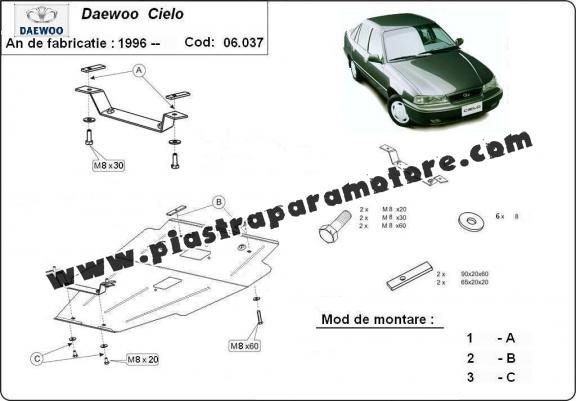 Piastra paramotore di acciaio Daewoo Cielo