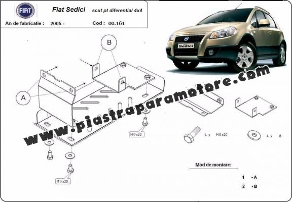 Protezione di acciaio per il differenziale  Fiat Sedici