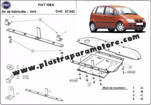 Piastra paramotore di acciaio Fiat Idea