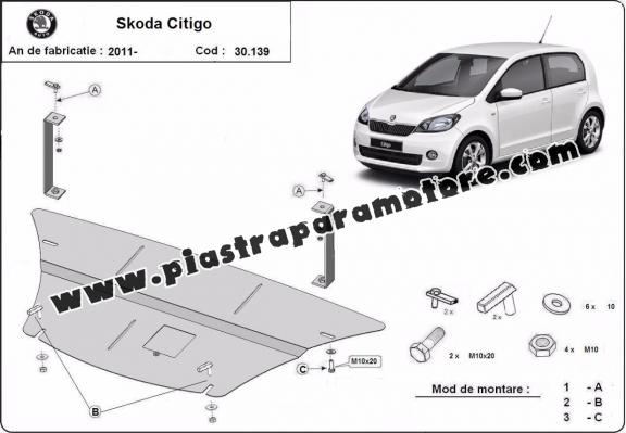 Piastra paramotore di acciaio Skoda Citigo