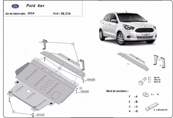 Piastra paramotore di acciaio Ford KA+