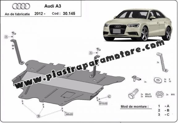 Piastra paramotore di acciaio Audi A3 (8V)